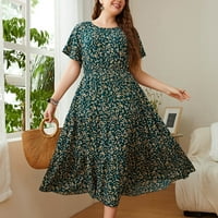 Clearance-rasprodaje haljine za žene Plus Size kratki rukavi za štampu cvjetnog uzorka haljina V-izrez