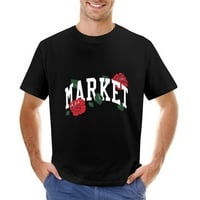 Ruže Vintage majica muški pamuk klasični Crewneck kratki rukav Tees Unise Crni L
