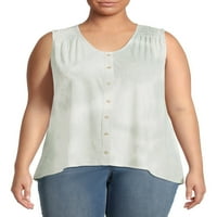 Como Blu ženski Plus Size Shirred čipkasti detalji Tie-Dye Tank Top