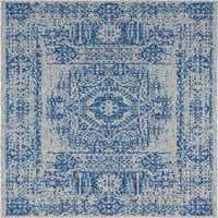 Jedinstveni loom Vremenski prostir na otvorenom TRADICIONAL RUG BLUE GREY 9 '12' pravokutnik Geometrijski