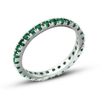 14k bijeli zlato Emerald Diamond 3-komad Eternity Band prsten Set