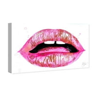 Runway Avenue Moda i Glam zidni umjetnički platneni otisci 'Lolita-Talula Christian' usne - roze, zlatne