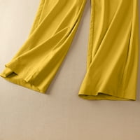 Levmjia široke pantalone za noge za žene plus trendi čišćenje pune boje Split srednji struk labav bez