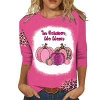 Rukav ženske modne roze trake rak dojke Aware štampane labave majice rukavi bluza Crewneck Casual Tops