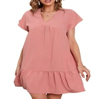 Sanviglor Dame Mini haljine Solical Boja Ljeto Sunderss Tunic T Majica Dress Casual Boho Pink M