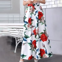 Bazyrey suknje za žene cvjetno ljeto moda Casual Print elastični struk veliki Swing džepni Maxi suknje