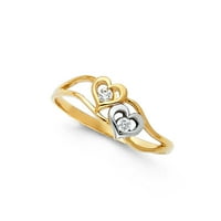 Dragulji 14k bijela žuta i ruža trobojno zlato Semanario kubni cirkonij CZ prsten veličine 7