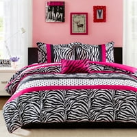 Mi Zone Full Queen Child Commforter set s dekor jastukom Pink Polka Dot Zebra Print Posteljina