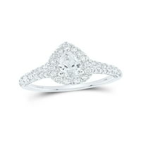 14kt bijeli zlatni kruški dijamant halo bridalni prsten za vjenčanje 1- cttw