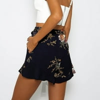 Huaai ženske ležerne suknje Ljetni ruffle cvjetni print patentni zatvarač kratke hlače Ležerne hlače za