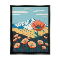 Stupell Industries Poppy cvjeta planinska pejzaža Botanical i cvjetno slikarstvo Crni potamni framran