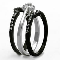 Luxe nakit dizajn Set ženskih Black Ion Lima nehrđajućeg čelika vjenčani prsten sa okrugli CZ -