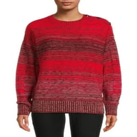 Vrijeme i Tru Ženski gumb Striped džemper, lagana, veličina XS-XXXL