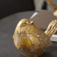 8 W, 6 H zlatna polikstoneska skulptura ptica