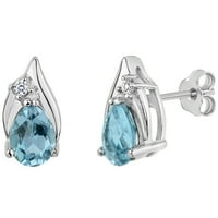 Sterling Silver Rodium Plated Blue Topaz I Stvorio Bijele Safir Pearshaped Stud Naušnice