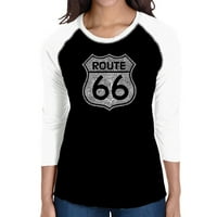 Pop Art ženska Raglan Bejzbol riječ Art T-shirt-gradovi duž legendarnog ROUTE 66