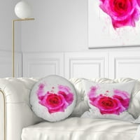 Dizajdbal ružičasta ručna ruža na bijelom - cvjetni jastuk za bacanje - 12x20