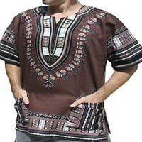 Muške majice Tribal Festival Dashiki T-Shirt hipi ljetni vrhovi Casual Tee plaža bluza vino Crveno XL