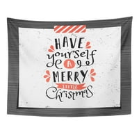 Božić tipografski imajte sebe sretan malu poruku u Crnoj i crvenoj zid Art visi tapiserija Home Decor