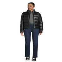 Time and Tru ženska kratka Puffer jakna od Fau kože, veličine XS-3X