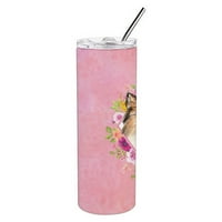 Carolines Treasures CK4213TBL Sheltie ružičasti cvijeće od nehrđajućeg čelika oz Skinny Tumbler, Oz, višebojni