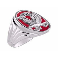 Muški prstenovi srebrni prsten dizajner Patriotski Orao USA prsten sa dijamantima i crvenim kvarcnim prstenovima