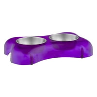 Loving Pets Dolce Dinner Bone Shapped Dog Bowl, Srednja, Ljubičasta I Srebrna