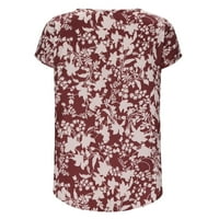 symoid Womens T-Shirts-štampani Casual kratki rukav Scoop vrat bluza narukvica pad ramena Tee Tops, za