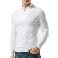 Muški modni casual vrhovi dugih rukava Slim Fit V izrez mišićnu bluzu T-majica