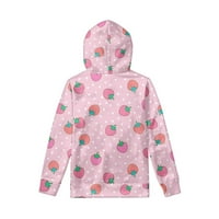 Strawberry Print Kids Duksevi Djevojke Veličina 11-GODINA Lagana dukserica za mlade sa pulover s kapuljačom