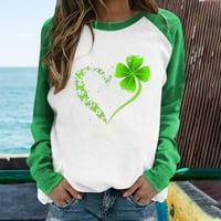 Žene sv. Patrickove košulje Slatke zelene gnome Grafički casual crew vrat na vrhu modne grafičke majice