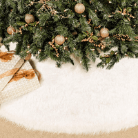 Božićna Suknja, Snježno Bijelo Fau Krzno Božić Plišana Suknja, Zimska Velika Prostirka Za Jelku, Ukrasi