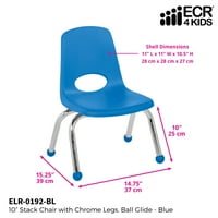 ECR4KiDS školska stočna stolica hromirane noge, višestruke veličine boja