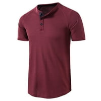 Aueoeo muški kratki rukav Henley Shirt modni V izrez T-shirt Casual Sport Tees pulover Tops bluza