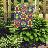 Narodni uzorak srca krugovi i kvadrati u osnovnim bojama Vrtna Zastava dekorativna Zastava kuća Baner