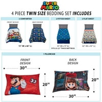 Super Mario dječiji krevet u torbi, posteljina za igre, jorgan i posteljina, siva, Nintendo