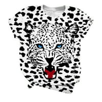 Žene Slatka slatka leopard slatka grafička majica pulover casual dna košulja kratkih rukava dame izlaze
