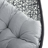 Modway Encase Sunbrella® tkanina za ljuljanje na otvorenom sa dnevnim boravkom bez stajanja u crnoj boji