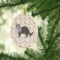 Sibirska šuma CAT božićni keramički ukras