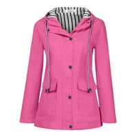 Miayilima Hot Pink L Womens Coats plus vodootporan vanjski kapuljač kapuljača čvrsti veličine kišne jakne