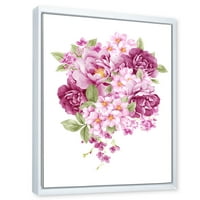 Projektantski buket ružičastih retro cvjetova 'tradicionalni uokvireni platneni zidni umjetnički otisak