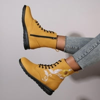 Ženske cipele sa niskim petom čizme ravne cvijeće Žene Dressy cipele žuta veličina 6