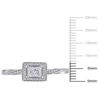 Carat T.W. Diamond 10kt bijeli zlatni halo prsten za angažman