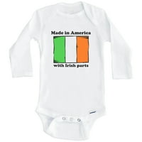 Napravljen u Americi sa irskim dijelovima smiješna Irska zastava Jedna dječja bodica, 3-mjesečna bijela
