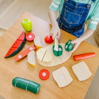 Melissa & Doug Sezna hrana - Igrajte hranu sa drvenim, nožem i daskom za rezanje