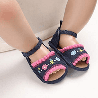 Baby Toddler Infant Girls PU Koža meke zatvorene ljetne sandale cvjetna princeza ravne cipele - - - -