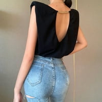 Modni ženski T-shirt čvrsta Casual bluza seksi lanac bez leđa Tank Tops