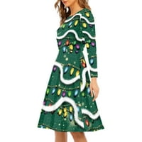 Binienty ružne haljine za žene Casual Midi božićno drvo šareno svjetlo dame a linija haljine dužina koljena