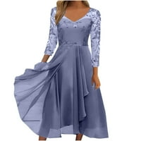 Bazyrey ženske čvrste ljetne haljine kratki rukav večernje zabave večernje haljine plave M