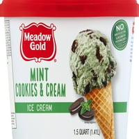 Meadow Gold Ice Cream mint Cookies n' krema 1. Quart Scround
